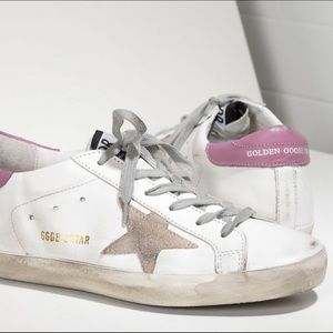 GOLDEN GOOSE IT 38 Pink and Grey Suede Superstar